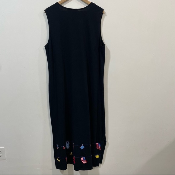 Michael Simon Lite Black Americana Embroidered Side Slit Maxi Dress Size 2X - Picture 2 of 6